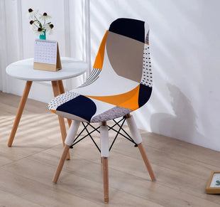 Printing Shell Chair Cover Stretch Dining Chair